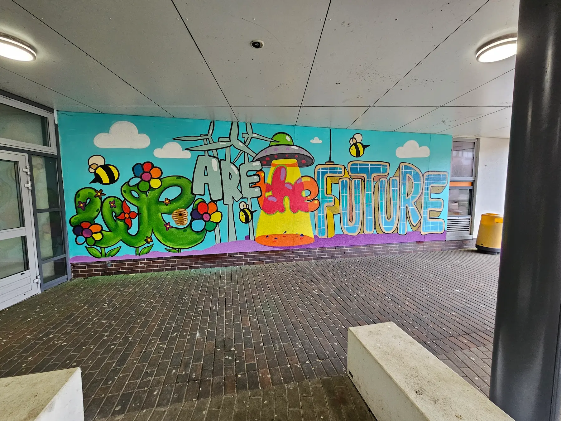 Inverclyde Academy mural painted collaboratively with young people in Greenock